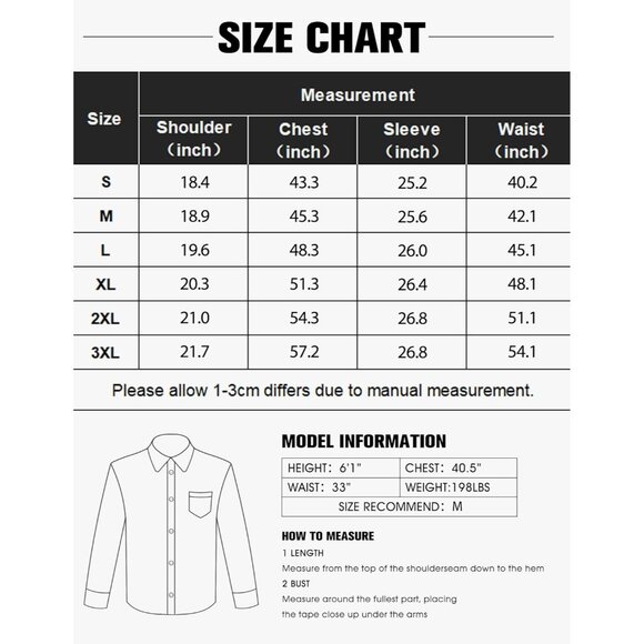 Men's Long Sleeve Muscle Fit Dress Shirts Wrinkle Free Button Down Business - Picture 5 of 5